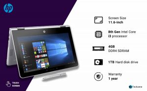 HP Pavilion x360 11-ad106tu 11.6-inch HD Touchscreen Convertible Laptop