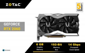 ZOTAC GeForce RTX 2060 Twin Fan 6GB GDDR6 192-bit Gaming Graphics Card 