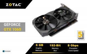ZOTAC GeForce GTX 1060 DirectX 12 6GB 192-Bit GDDR5X Graphics Card