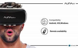 AuraVR Pro Fully Adjustable VR Glasses Headset with Remote Controller